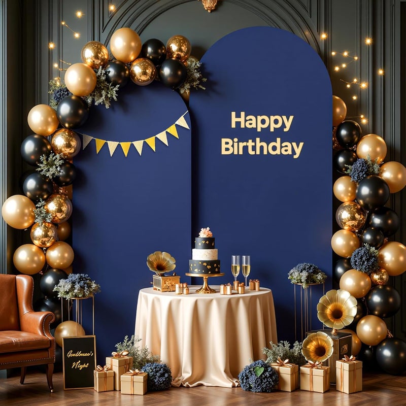 Suppromo Navy Blue Arch Cover 2 Set-7.2FT, 6FT Arch Backdrop Cover Spandex Fitted Wedding Arch Stand Covers for Bridal Shower Wedding Baby Shower Birthday Party Banquet Photo Background Decorations - Image 4